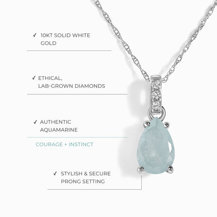 Aquamarine Diamond Necklace Sway - March Birthstone