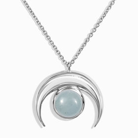 Aquamarine Necklace - Crescent Moon