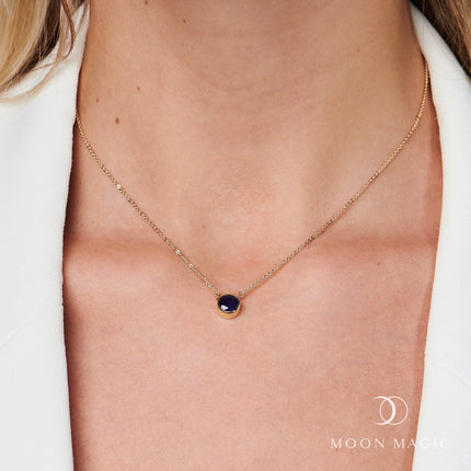 Blue Sapphire Necklace - Solitaire