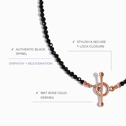 Black Spinel T-Lock Beads Necklace - Raise Your Vibrations