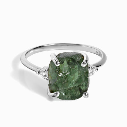 Green Apatite Lab Diamond Ring - Raw Allure