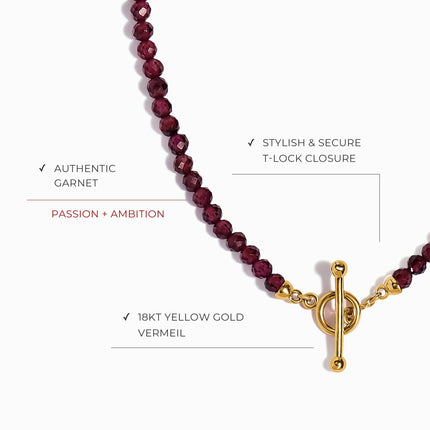 Rhodolite Garnet T-Lock Beads Necklace - Raise Your Vibrations