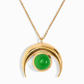 Green Jade Necklace - Crescent Moon