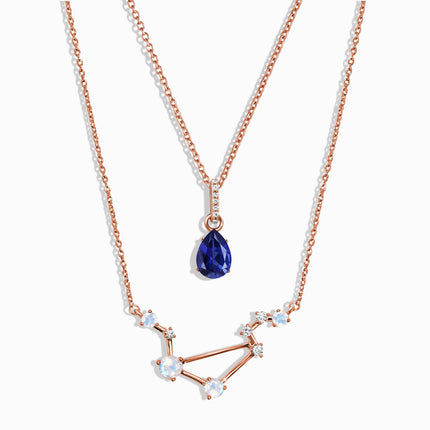 Libra Zodiac Constellation Necklace & Blue Sapphire Sway
