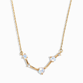 Moonstone Lab Diamond Necklace - Aries Zodiac Constellation