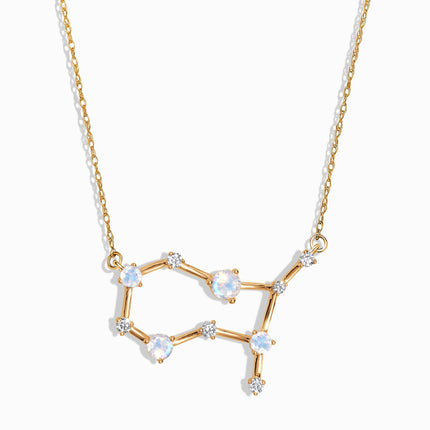 Moonstone Lab Diamond Necklace - Gemini Zodiac Constellation