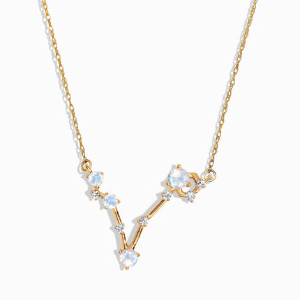 Moonstone Lab Diamond Necklace - Pisces Zodiac Constellation