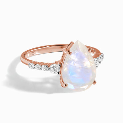 Moonstone Lab Diamond Ring - Queen Of Lustre