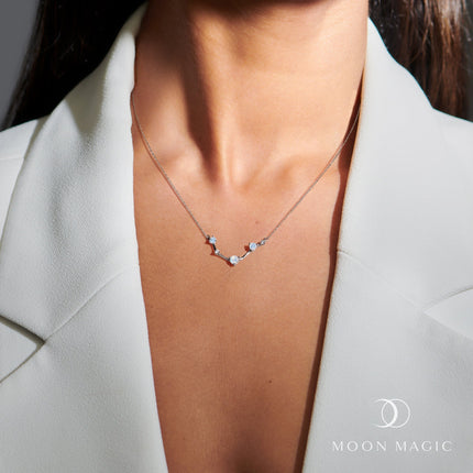 Moonstone Lab Diamond Necklace - Aries Zodiac Constellation