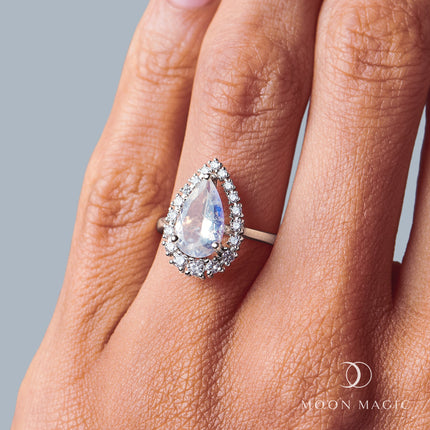 Moonstone Lab Diamond Ring - Caress