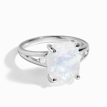 Moonstone Lab Diamond Ring - Raw Beauty