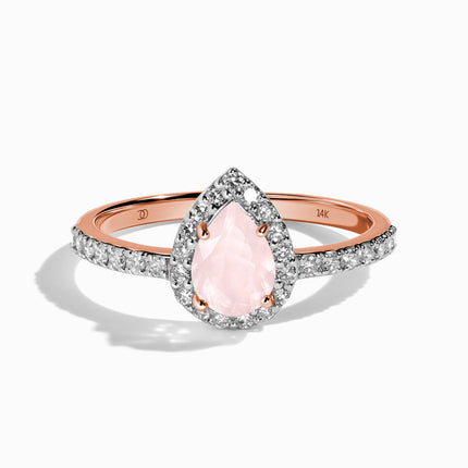 Rose Quartz Diamond Ring - Tear of Joy