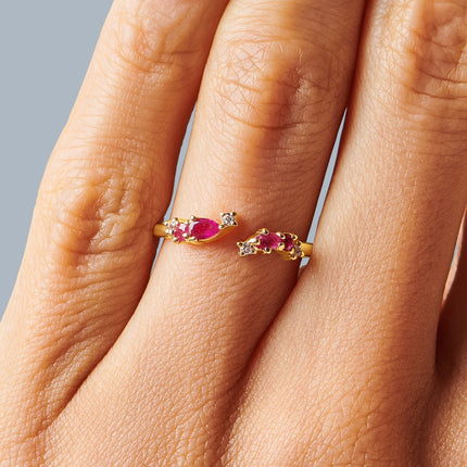 Adjustable Pink Tourmaline Ring Flourish - October Birthstone