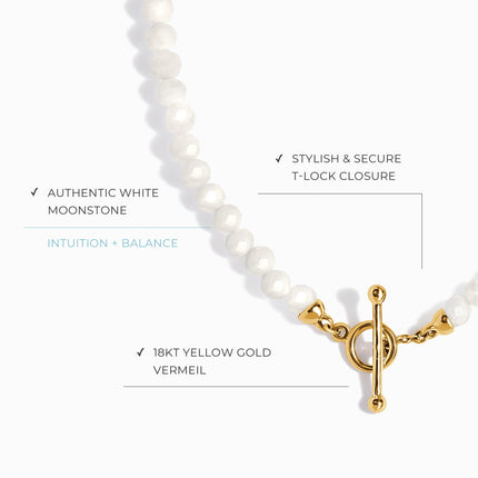 White Moonstone T-Lock Beads Necklace - Raise Your Vibrations