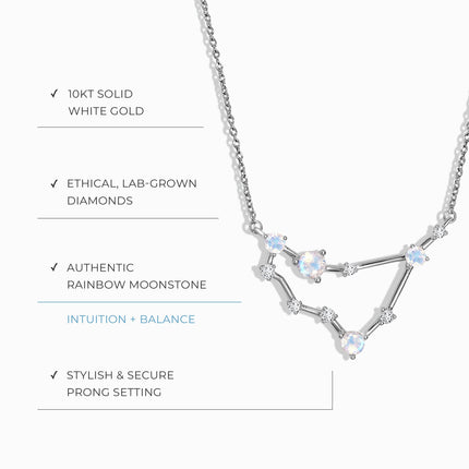 Moonstone Lab Diamond Necklace - Capricorn Zodiac Constellation