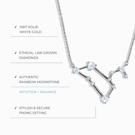 Moonstone Lab Diamond Necklace - Leo Zodiac Constellation