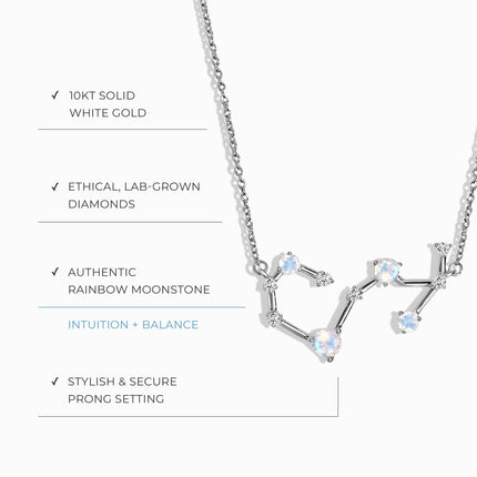Moonstone Lab Diamond Necklace - Scorpio Zodiac Constellation