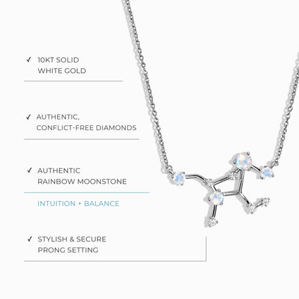 Moonstone Diamond Necklace - Virgo Zodiac Constellation