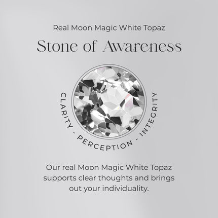 Adjustable White Topaz Ring Flourish - April Birthstone