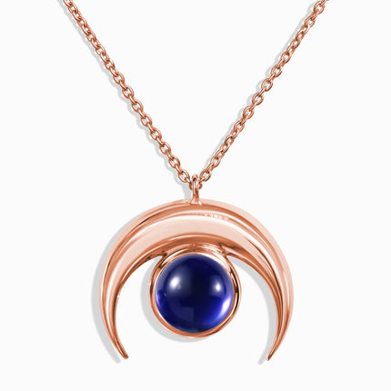 Blue Sapphire Necklace - Crescent Moon