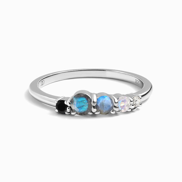 Black Obsidian Labradorite Ring - Rain – Moon Magic
