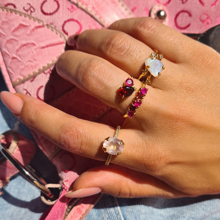 Rose Quartz Ring Harlow – Moon Magic - Main Image