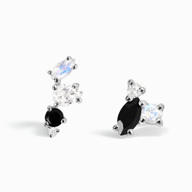 Moonstone Black Onyx Earrings - Aerial Climbers