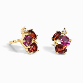 Pink Topaz Garnet Earrings - Orion