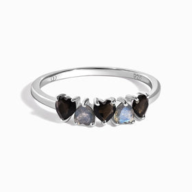 Black Obsidian Labradorite Ring - Crush