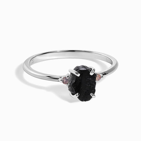 Black Obsidian Labradorite Ring - Petite Raw Allure