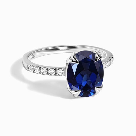 Sterling Silver Blue Simulated Sapphire Crescent Moon Ring – Sparkling Band, Sizes 5 To 10