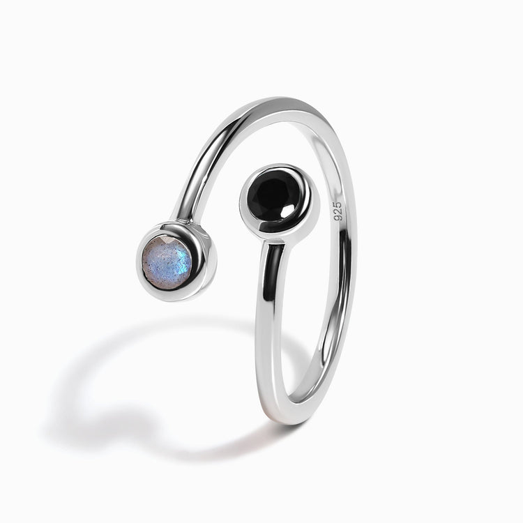 Adjustable Black Obsidian Labradorite Ring - Evolve – Moon Magic