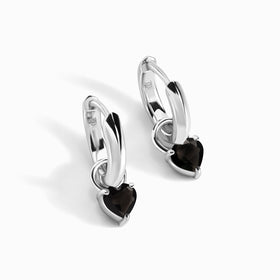 Black Obsidian Earrings - Love Hoops