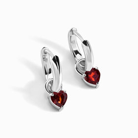 Garnet Earrings - Love Hoops