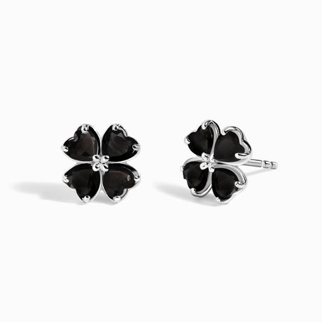 Shamrock Earrings - Black Obsidian Studs