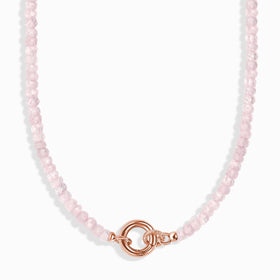 Rose Quartz Beads Necklace - Spirit Link Dotted