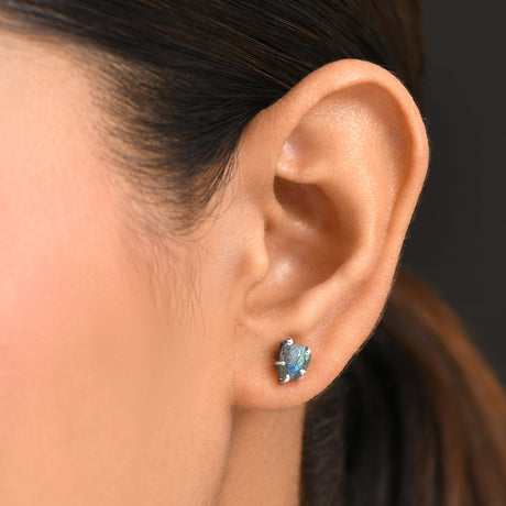 Raw Crystal Earrings - Celestial Labradorite
