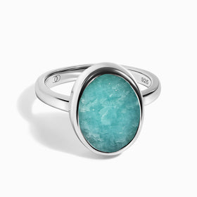 Raw Crystal Ring - Enfolded Amazonite
