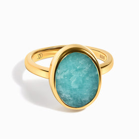 Raw Crystal Ring - Enfolded Amazonite