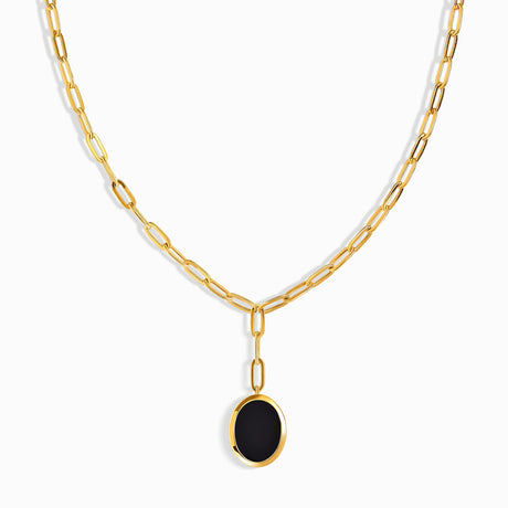 Black Onyx Widelink Necklace - Enfolded Willpower