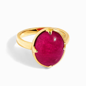 Pink Quartz Cabochon Ring - Aura