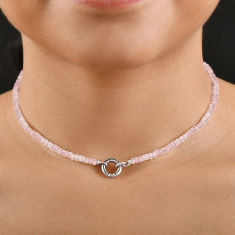 Rose Quartz Beads Necklace - Spirit Link Dotted