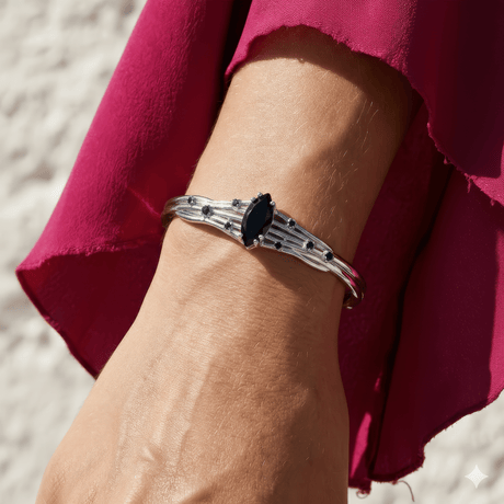 Black Obsidian Black Spinel Cuff  - Radiance