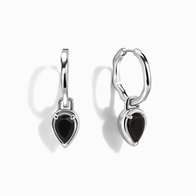 Black Onyx Talis Hoops - December Birthstone