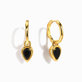 Black Onyx Flow Hoops - December Birthstone
