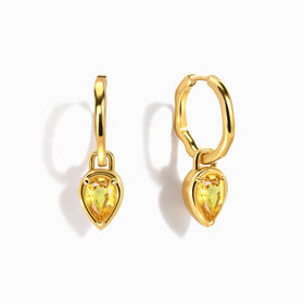 Citrine Flow Hoops - November Birthstone