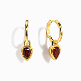 Garnet Flow Hoops - January Birthstone