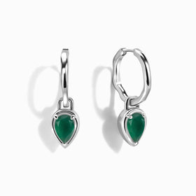 Green Onyx Talis Hoops - May Birthstone