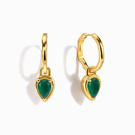 Green Onyx Flow Hoops - May Birthstone