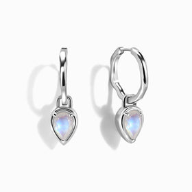 Moonstone Flow Hoops - June Birthstone